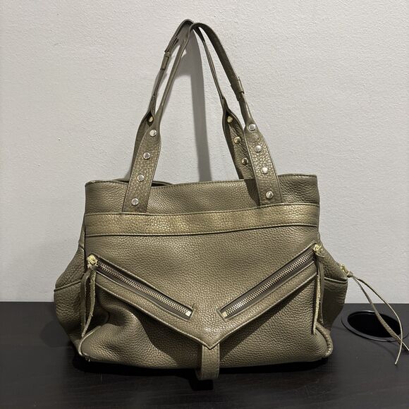 BOTKIER Trigger XL Satchel BIG Shoulder Bag Gold Metallic LEATHER Preowned READ - Picture 1 of 16